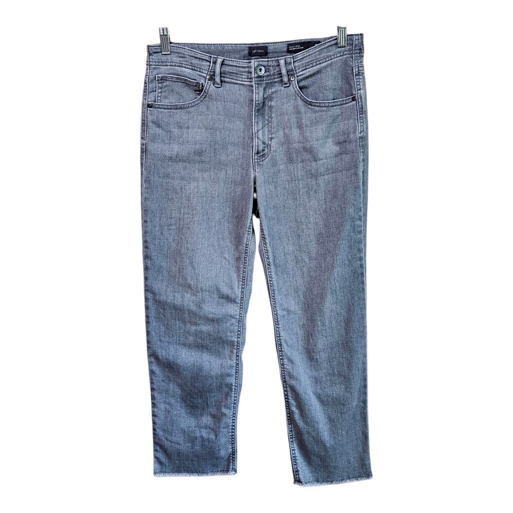 J JILL Women's 8 Jeans Gray High Rise Straight Leg Cropped Raw Hem 30 x 24